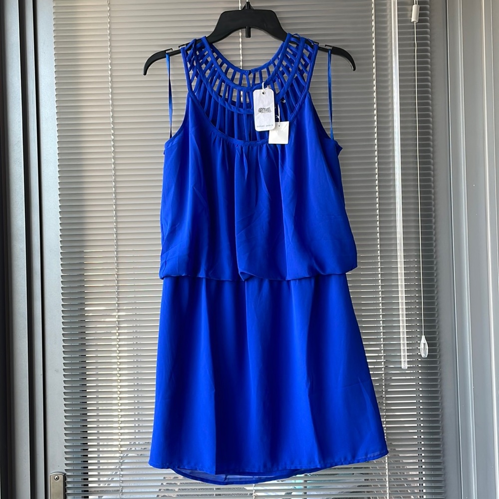 Blue cinched waist dress